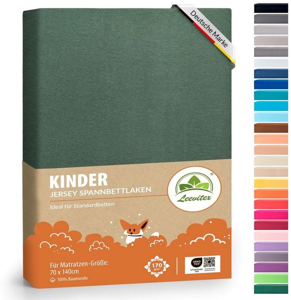 leevitex® Spannbettlaken Jersey aus 100% Baumwolle, für Kinder- & Standardmatratzen, Jersey, Gummizug: rundum, (1 Stück), 100% Baumwolle, anschmiegsam & dehnbar, diverse Größen und Farben