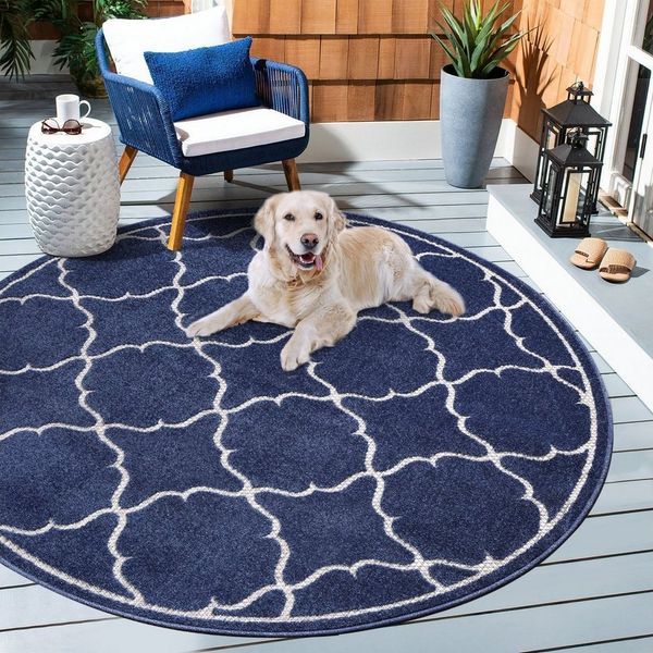 Sanat 'Berlin' Teppich, Höhe: 6 mm, In -und Outdoor geeignet, Blau, 200 cm Rund
