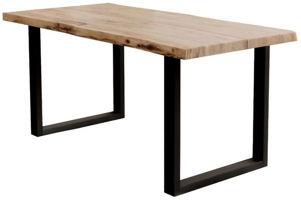 Liadomo Baumkantentisch Helsinki, Esstisch, Esszimmertisch, wählbare Gestelle und Größen, natürliche Baumkante, Massivholztischplatte, Metallgestell