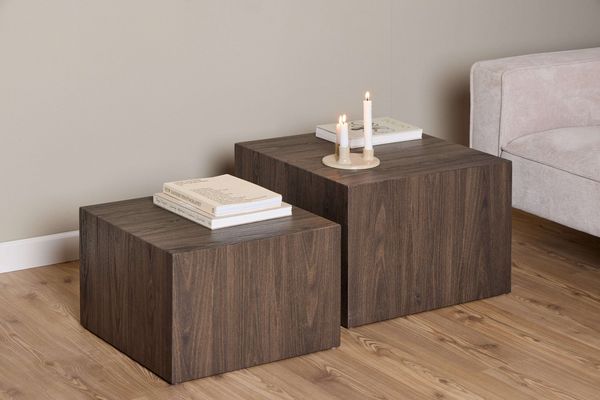ACTONA GROUP Couchtisch Dice (Set, 2-St, Im Set 2 Stück), Couchtischsatz, Schwartz Ocean rau Papier, 2 stk, 58x58x40cm
