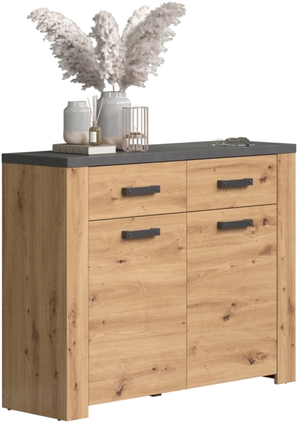 Flurkommode Follow in Eiche Artisan und grau 116 cm