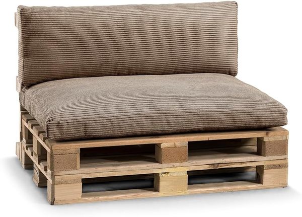 Gutekissen® Palettenkissen Gerippte Kissen mit Reißverschluss, Palettenauflagen Sitzkissen Rückenlehne Gerippt PWL (Set (Sitzkissen 120x80 +Rückenlehne 120x40), Hellbraun)
