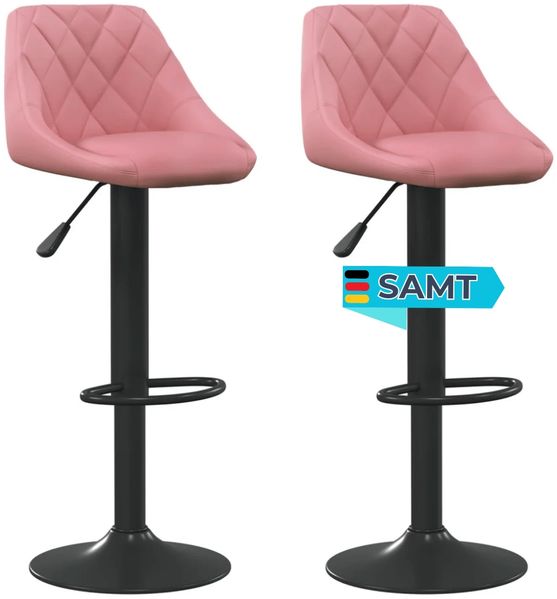 Barhocker DUKE höhenverstellbar 2er Set Rosa Samt | Barstühle drehbar Küchenhocker Thekenhocker für Küche Hausbar