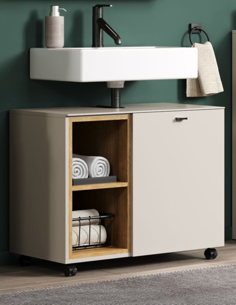 Waschbeckenunterschrank Sao Paulo in Sand und Eiche 80 cm