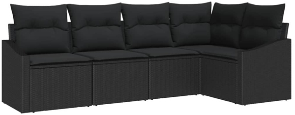 vidaXL Sofa Set mit Kissen mit Speicher 5 pcs Schwarz Poly-Rattan 3355392
