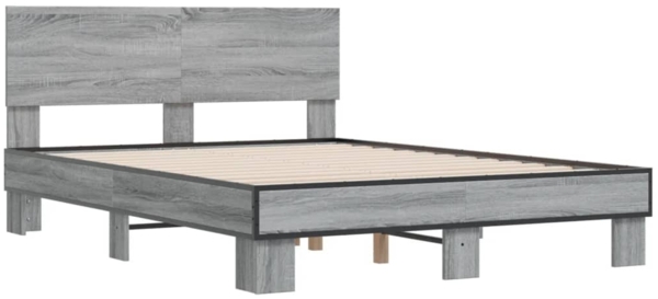 vidaXL Bettgestell Grau Sonoma 135x190 cm Holzwerkstoff und Metall 3280210 Bild 2