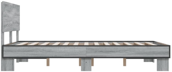 vidaXL Bettgestell Grau Sonoma 135x190 cm Holzwerkstoff und Metall 3280210 Bild 4