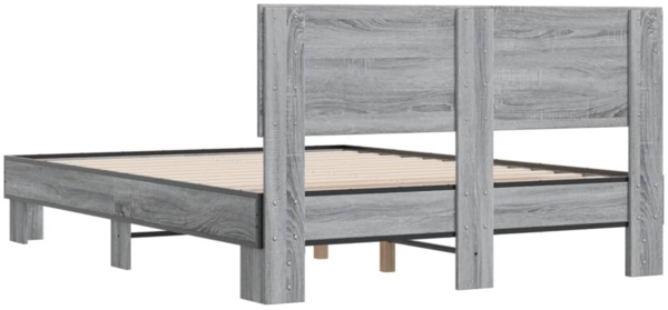 vidaXL Bettgestell Grau Sonoma 135x190 cm Holzwerkstoff und Metall 3280210 Bild 5