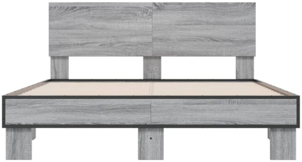 vidaXL Bettgestell Grau Sonoma 135x190 cm Holzwerkstoff und Metall 3280210 Bild 3