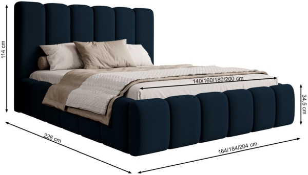 Selsey 'Biscottino' Polsterbett mit Bettkasten, Lattenrost, Samtbezug, dunkelblau, 180x200 cm Bild 4