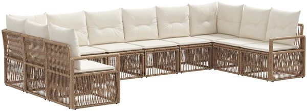 vidaXL Gartensofa-set 10 pcs Beige Poly-Rattan 3435822