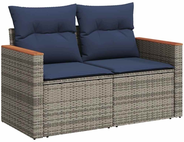 vidaXL 9-teiliges Gartensofa-Set mit Kissen, grau, Polyrattan 3225823 Bild 4
