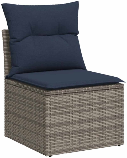 vidaXL 9-teiliges Gartensofa-Set mit Kissen, grau, Polyrattan 3225823 Bild 3