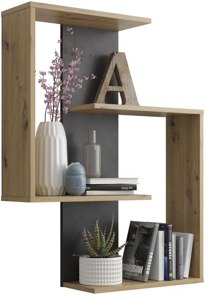 Wandregal >KRETA< in Artisan Eiche Dekor-Matera - 65x84,9x19,7cm (BxHxT)