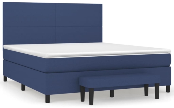 vidaXL Boxspringbett mit Matratze Blau 160x200 cm Stoff 3136451