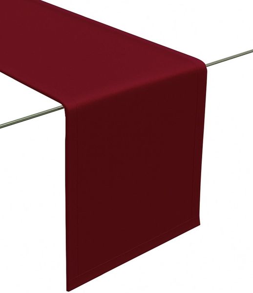 Tischläufer aus Minimate Gewebe. Modern, glatt, breiter Saum, bügelfrei, strapazierfähig, waschbar bis 60°C, trocknergeeignet. Küche und Wohnzimmer. Größe und Farbe wählbar. (Weinrot, 45x120)