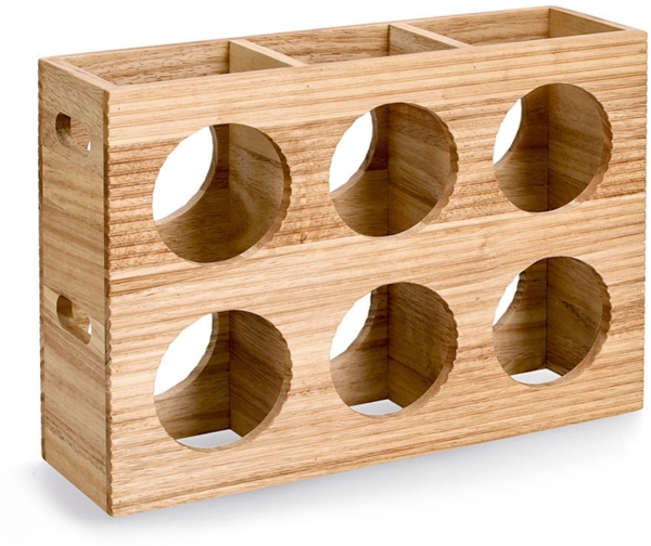 ZELLER 25664 Weinregal STRIPES für 6 Flaschen, Gummibaum, 38 x 11 x 27 cm / Weinflaschen-Regalsystem