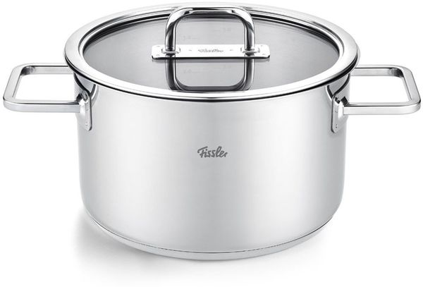 Fissler Topf-Set Viseo® Pro, Edelstahl 18/10 (Set, 9-tlg, 3 Kochtöpfe & 1 Bratentopf mit Deckel, 1 Stielkasserolle), 9-teiliges Edelstahl-Topfset mit Superthermic Boden Bild 3