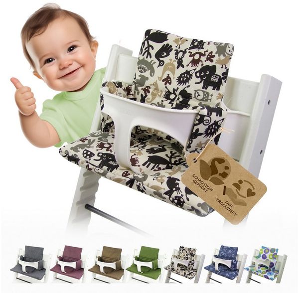 BAMBINIWELT Sitzkissen, kompatibel mit Stokke 'Tripp Trapp' Hochstuhl, Beige/Braun (Tiere)