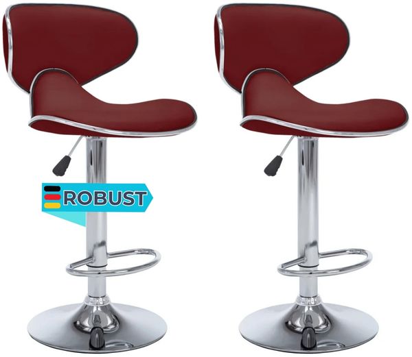 Barhocker SUPRI höhenverstellbar 2er Set Weinrot Kunstleder | Barstühle drehbar Küchenhocker Thekenhocker für Küche Hausbar