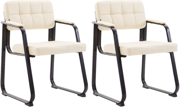 CLP 2er Set Besucherstühle Canada B Kunstleder mit Armlehne,creme