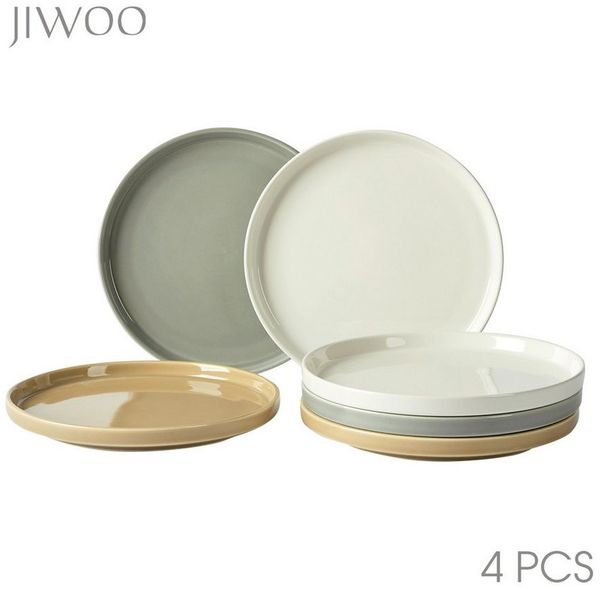 JIWOO Teller 4er Ø21cm,Frühstücksteller Steakteller Pastateller Brotteller Plate, (6 St), Keramik Hochwertiges Tellerset Bunt Mikrowellen spülmaschinenfest