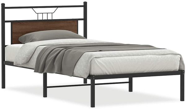 Einzelbettgestell Design für Erwachsene ohne Matratze Braun Eiche 100x190 cm Holzwerkstoff d4119e