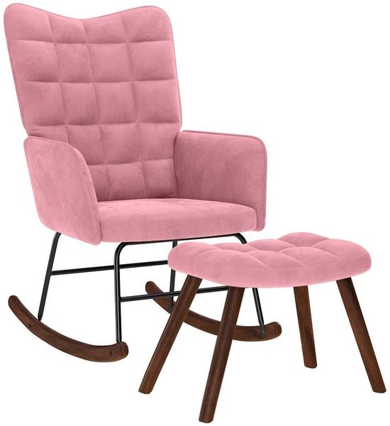 vidaXL Schaukelstuhl mit Hocker Pink Velvet 4016847