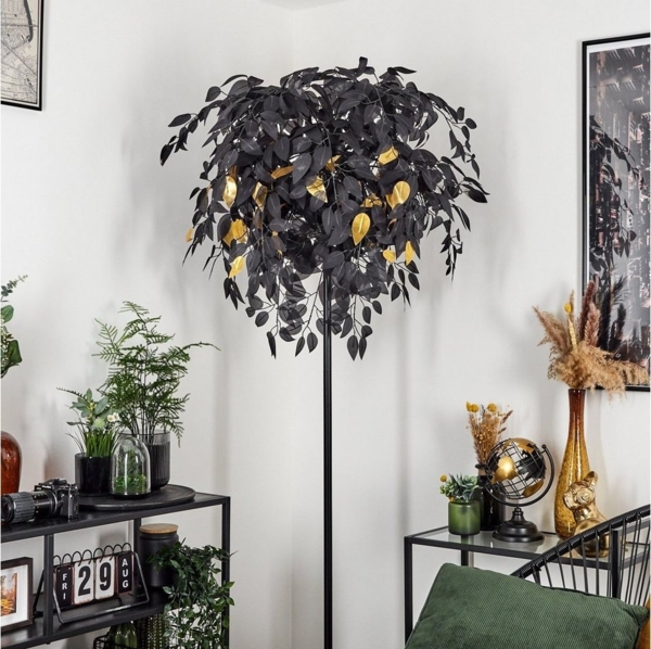 hofstein Stehlampe »Orticelli« Stehlampe aus Metall/Kunststoff in Schwarz/Goldfarben, ohne Leuchtmittel Bild 2