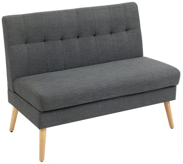 HOMCOM 2-Sitzer mit Massivholzbeine, Leinenoptik, Couch 1 Teile, für Wohnzimmer, Schlafzimmer, Dunkelgrau
