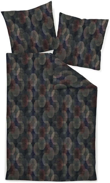 Janine Carmen Mako Jersey Bettwäsche 135x200 Punkte Retro schwarz sand 55073-6