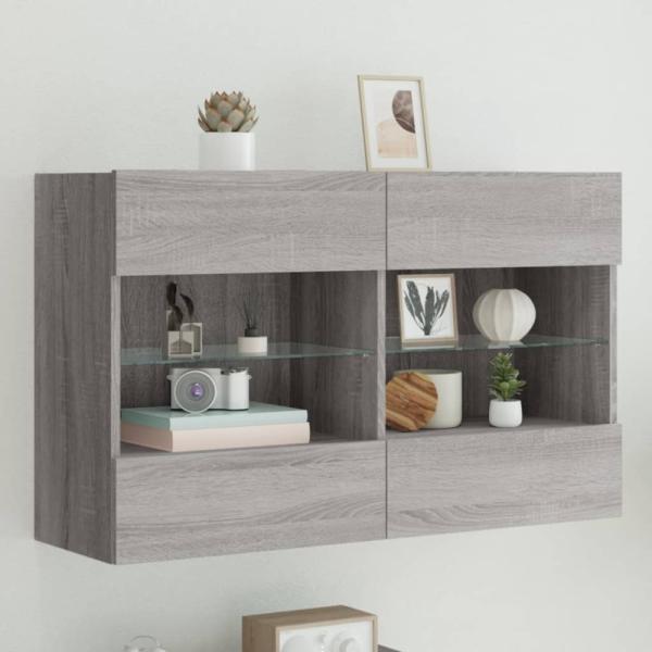 vidaXL TV-Wandschrank mit LED-Leuchten Grau Sonoma 98,5x30x60,5 cm 837111