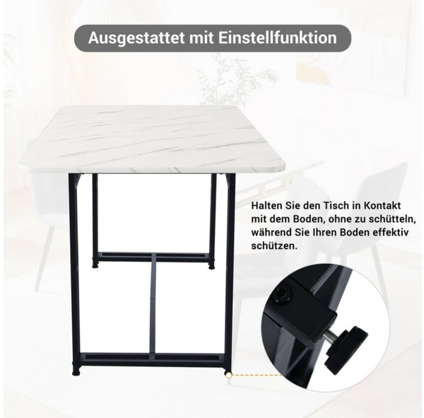 Flieks Esstisch (1-St, 1 Tisch), Esszimmertisch Küchen rechteckig Marmoroptik Bürotisch, 120*70*74 cm Bild 3