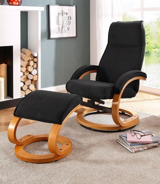 Home affaire Relaxsessel Paris TV-Sessel, Sessel mit Hocker, Wohnzimmer, Schlaffunktion manuell (Set, 2-St, bestehend aus Sessel und Hocker), verstellbar, Microfaser, NaturLEDER, Webstoff, Sitzhöhe 46 cm