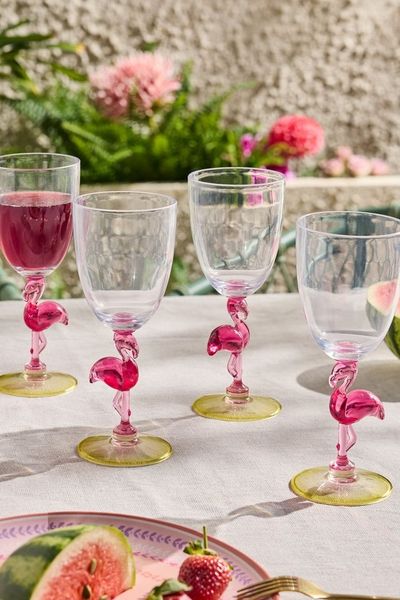 Next Weinglas Flamingo Picknick-Weingläser aus Polyacryl 4er-Set, 1-tlg, Polyacryl