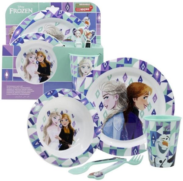 Kunststoff Kindergeschirr Set Motiv (5 tlg.) Schüssel, Teller, Becher & Besteck Disney Frozen