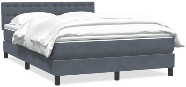 vidaXL Boxspringbett mit Matratze Dunkelgrau 160x220 cm Samt 3316648