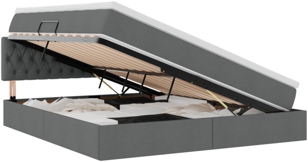 vidaXL Bett mit Stauraum und LED Dunkelgrau 180 x 200 cm Polyester 3371224