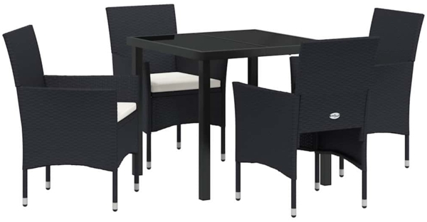 vidaXL Garten Essgruppe mit Kissen 5 pcs Schwarz Poly-Rattan 3379724
