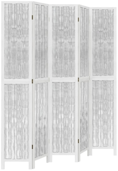 vidaXL 5-tlg. Raumteiler Weiß Massivholz Paulownia 358680