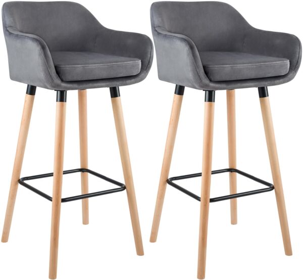 2er Set Barhocker Grant Samt, grau