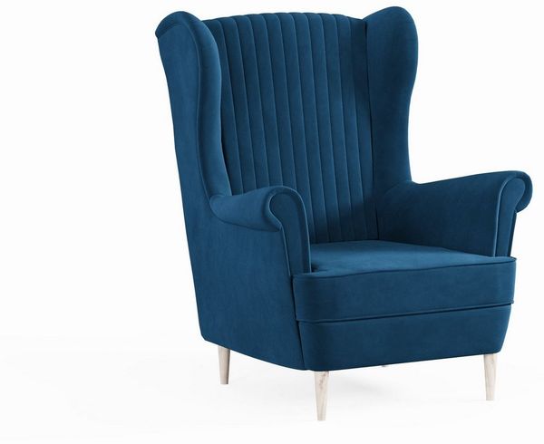 MOEBLO Ohrensessel COMFY SESSEL mit oder ohne Hocker (Polstersessel aus Samtstoff Wohnzimmersessel mit/ohne Hocker Ohrenbacksessel), Sessel mit optionalem Hocker