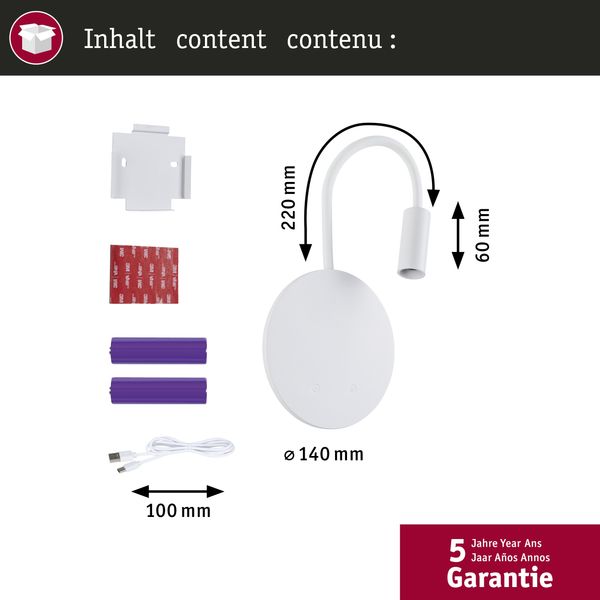 LED Akkuwandleuchte Miora 2700K 80lm / 50lm 3,7V 0,6W / 0,7W dimmbar Weiß Bild 5