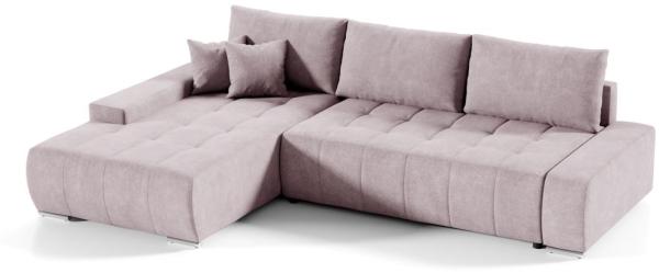 Ecksofa Sofa mit Schlaffunktion VOGAR Stoff Aston Blush Ottomane Links