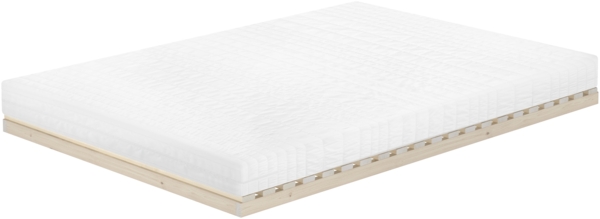 Niederflurbett metallfrei 140x200 Futon metallfreier Lattenrost, Fichte unbehandelt V-60.97-14mit Matratze