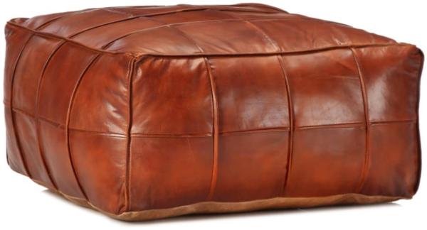 Pouf Hellbraun 60 x 60 x 30 cm Echtes Ziegenleder