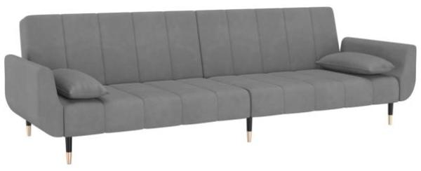 Schlafsofa 2-Sitzer mit 2 Kissen Hellgrau Samt [337582]