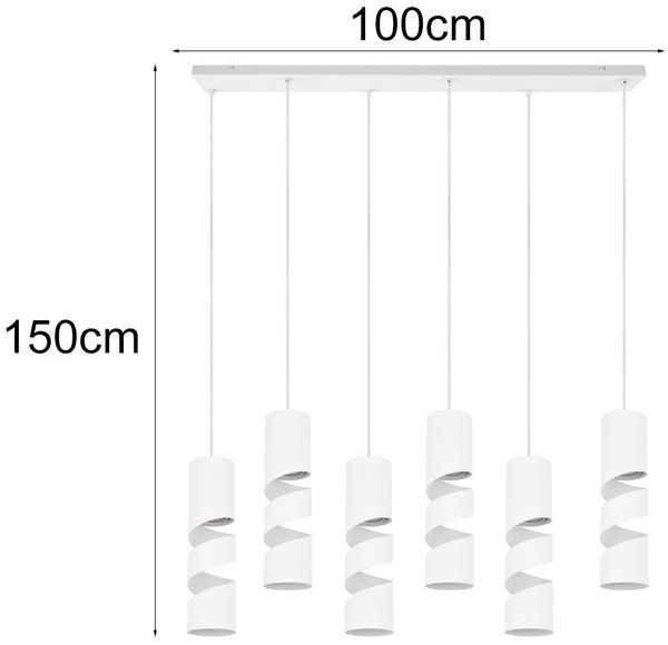 Moderne Pendelleuchte STREAM 6-flammig aus Metall in Weiß, Breite 100cm Bild 4