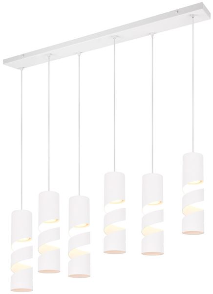 Moderne Pendelleuchte STREAM 6-flammig aus Metall in Weiß, Breite 100cm Bild 2