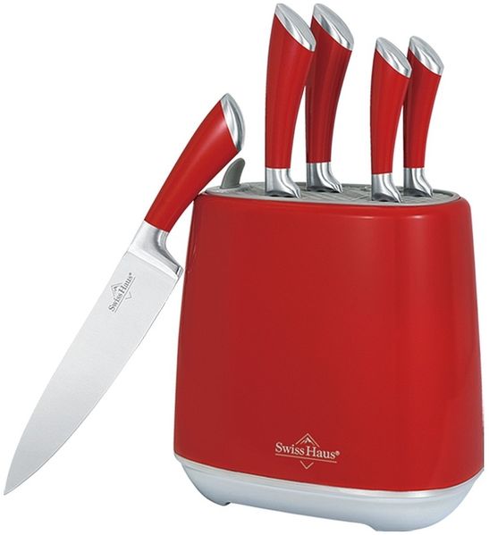 Messer Kochmesser Messerblock Messerset 6-tlg rot Swiss Haus SH-KSL6BU